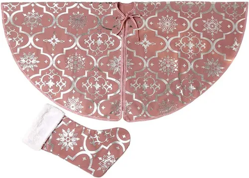 Vista 58 de Flash World Falda de árbol de Navidad grande de 36 pulgadas, cubierta suave de Navidad, decoración con cuello de copo de nieve, falda de árbol