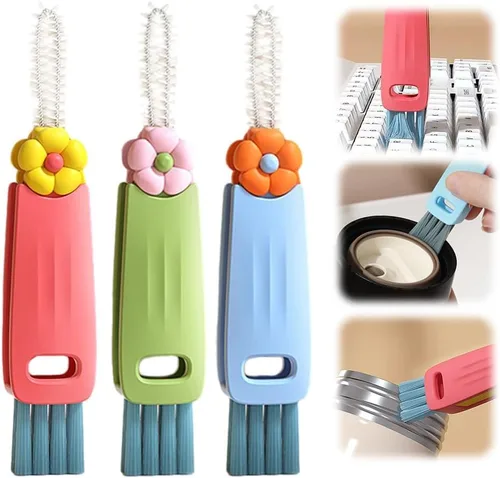 Cepillo de limpieza de tapa de taza 3 en 1, nuevo cepillo de limpieza de grietas 2025 para espacios reducidos de botellas, limpieza multifuncional,