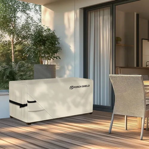 Vista 6 de Porch Shield - Caja de almacenamiento para cubierta de terraza - Cubierta impermeable al aire libre 600D para caja de 73 galones, resistente a