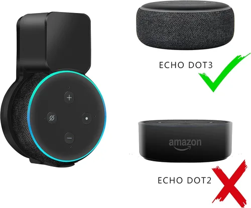 Vista 2 de Soporte de pared para Dot 3ª generación, accesorios para ahorrar espacio, soporte Alexa, accesorios Dot 3 con gestión de cables integrada sin cables