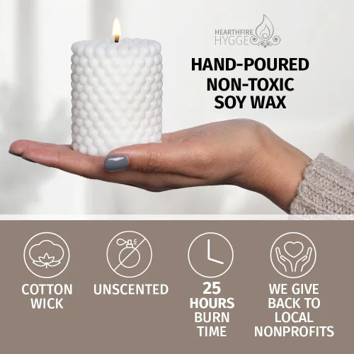 Vista 5 de Juego de velas de burbujas Estética de mini pilar sin perfume Tiempo de combustión de 25 horas Velas de cera de soja funky de colores modernos