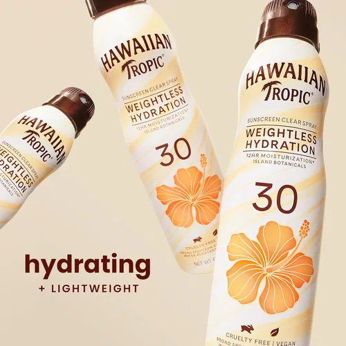 Vista 2 de Hawaiian Tropic Hidratación sin peso Protector solar SPF 30, 6 onzas Protector solar SPF 30, bloqueador solar, libre de oxibenzona, 6 onzas cada