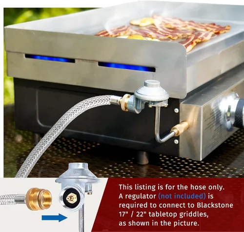 Vista 4 de SHINESTAR Propane Hose Adapter & 5 FT Braided Hose for Buddy Heaters, Coleman Stoves, Blackstone 17" 22" Tabletop Griddle, Char-Broil Portable