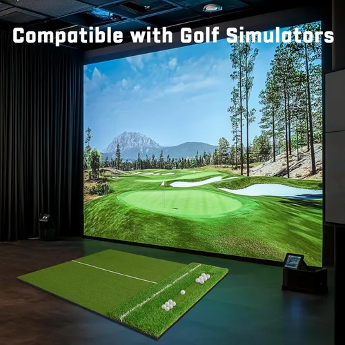 Vista 8 de Dual-Turf 45/50MM Tapete de Golpe de Golf, Bandeja de Bolas Integrada, Ayuda de Alineación, Tapete de Golf para Práctica al Aire Libre