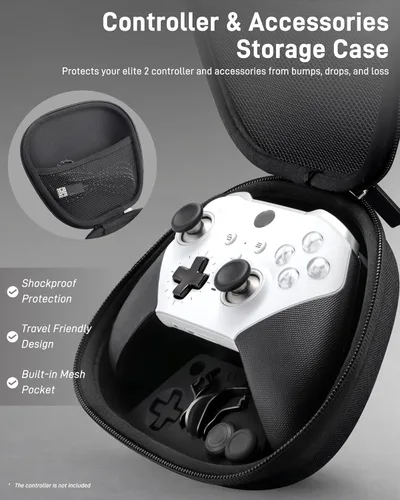 Vista 2 de Complete Component Pack for Xbox Elite Controller Series 2 - Accessories Includes 1 Carrying Case, 1 Charging Dock, 1 Charger Cable, 4 Thumbsticks
