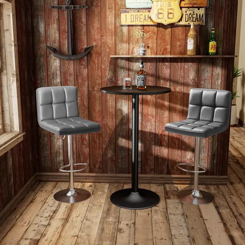 Vista 8 de Homall - Taburetes de bar de cuero sintético, con altura ajustable, giratorios, hidráulicos sin brazos, taburete de bar y cocina cuadrado de altura