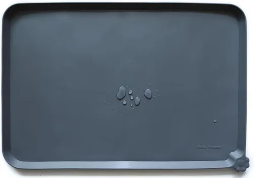 Vista 21 de Hoki Found - Bandeja de silicona para comederos de perros y gatos, tapetes impermeables para comida y agua, color cedro oscuro