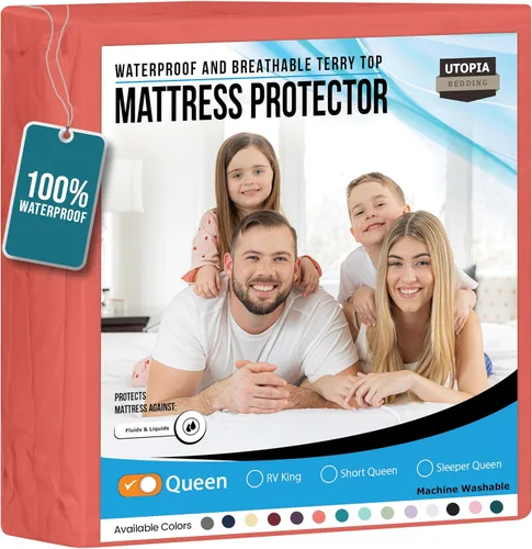Vista 55 de Utopia Bedding - Protector de colchón impermeable tamaño king, funda de colchón de terry premium de 200 GSM, cubierta de cama suave y transpirable