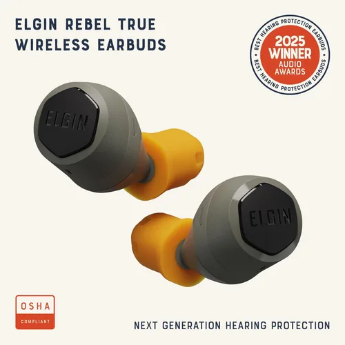Vista 2 de Auriculares Elgin Rebel True Wireless, auriculares Bluetooth de reducción de ruido de 25 dB, micrófono con aislamiento de ruido, vida de batería