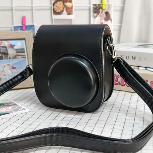 Vista 7 de Frankmate Funda de piel sintética compatible con cámara instantánea Fujifilm Instax Mini 11 12 con correa ajustable y bolsillo (negro)
