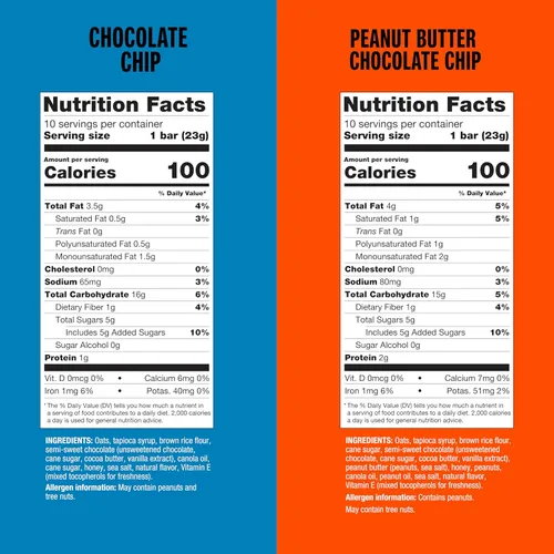 Vista 2 de KIND Barras de granola masticables, paquete variado, chispas de chocolate y chispas de chocolate con mantequilla de maní, sin gluten, 100 calorías