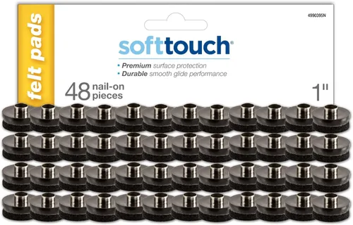 SoftTouch Deslizadores redondos de fieltro para clavos de 1 pulgada, almohadillas protectoras de fieltro resistentes para muebles de madera y Negro