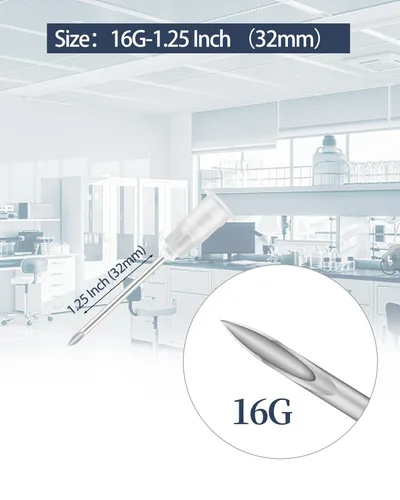 Vista 7 de 100 agujas de inyección desechables estériles con tapa para suministros de laboratorio, aves de corral, mascotas y accesorios de dispensación