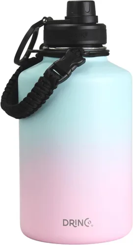 Vista 14 de DRINCO Botella de agua de acero inoxidable con tapa de boquilla aislada al vacío, botella de agua de doble pared, boca ancha