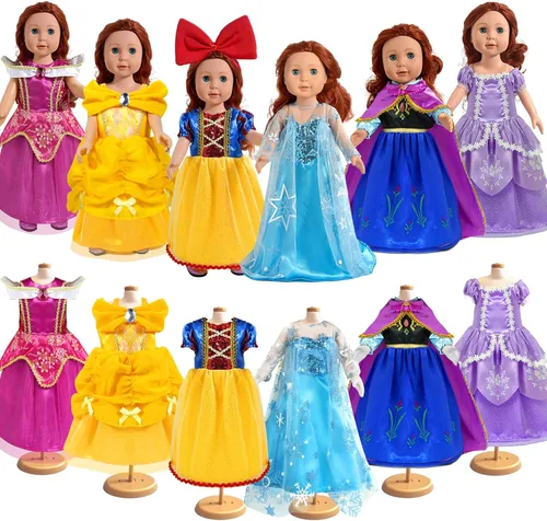 Ropa y accesorios WONDOLL para muñecas de 18 pulgadas, Vestido de disfraz de princesa, 6 piezas, de 18 pulgadas