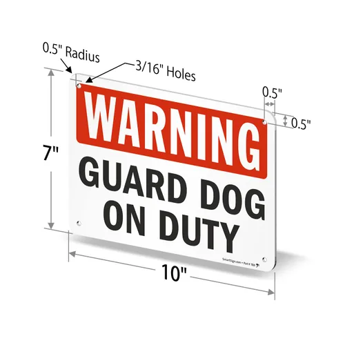 Vista 6 de SmartSign - S-2430-AL-10 Advertencia - Señal de guardia de servicio 7 "x 10" Aluminio Negro/Rojo sobre Blanco