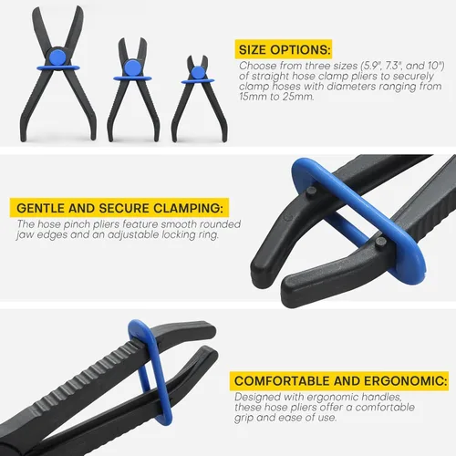 Vista 4 de Juego de 3 alicates de abrazadera, versátil juego de alicates para mangueras flexibles, mangueras de freno, líneas de combustible (3 piezas)