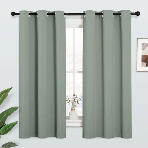 Vista 22 de KGORGE - Cortinas opacas grises para dormitorio 2 paneles, 42 x 63 pulgadas con ojales, cortinas de oscurecimiento de habitación con aislamiento