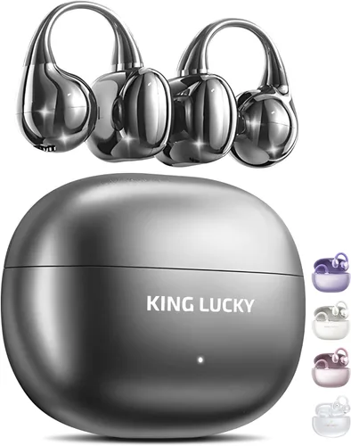 Vista 13 de King Lucky Auriculares de clip Gen 3, auriculares inalámbricos Bluetooth 6.0 de oreja abierta con micrófono, ajuste seguro para orejas pequeñas