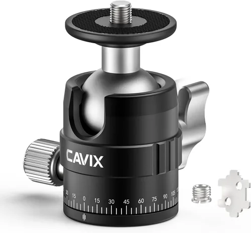 CAVIX MT-03 Cabezal de trípode panorámico para cámara, cabeza de bola pequeña con placa de liberación rápida Arca Swiss Capacidad de carga de nivel