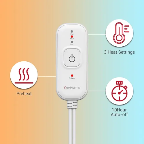 Vista 6 de Comfytemp Protector de colchón térmico tamaño mini individual 31 x 55 pulgadas, almohadillas de colchón eléctricas acolchadas de un solo controlador