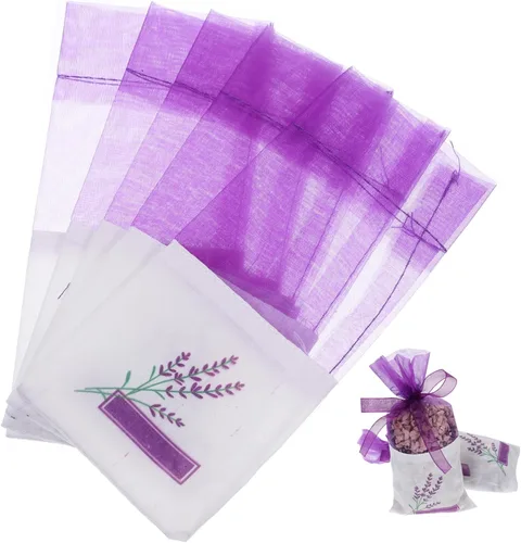 Paquete de 25 bolsas de lavanda para capullos de lavanda, bolsas de gasa de organza rosa (morado oscuro)