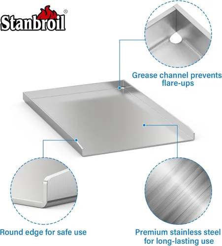 Vista 3 de Stanbroil Universal Stainless Steel Griddle Pan for Outdoor Grill Stove Cooking