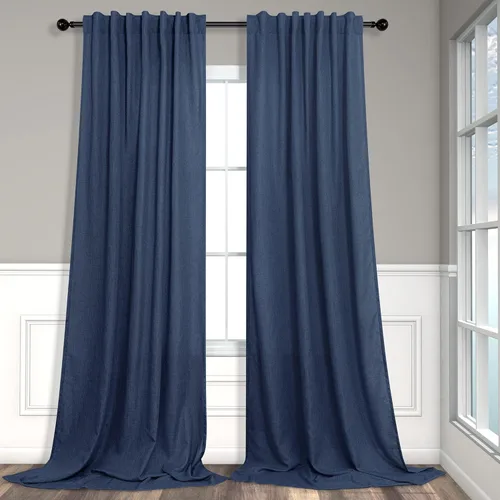 Vista 96 de Cortinas de lino natural semitraslúcidas Pitalk de 36 pulgadas de ancho para sala de estar, juego de 2 paneles con pestaña trasera, cortinas