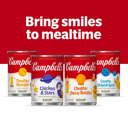 Vista 7 de Campbell's Sopa condensada de fideos con queso cheddar para niños, lata de 10.5 onzas