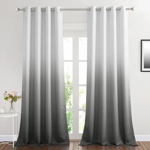 Vista 33 de NICETOWN 2 paneles de cortinas opacas degradadas para dormitorio, cortinas opacas degradadas para oscurecer la habitación, con aislamiento térmico