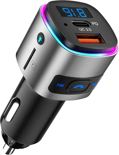 (Upgraded Version) FM Transmitter Bluetooth, SONRU Bluetooth Car Adapter [PD 30W & QC3.0 18W], Wireless FM Radio Transmitter, Hands-Free Calling,