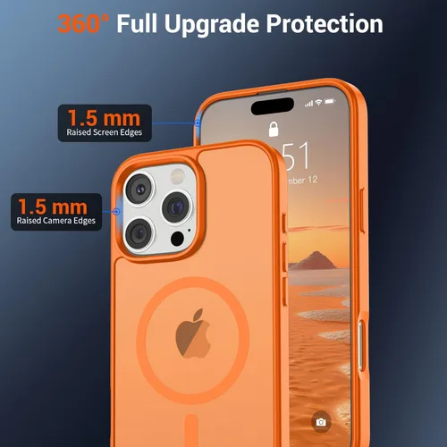 Vista 1405 de SUPFINE - Funda magnética para iPhone 13 Pro Max (compatible con MagSafe), (protección contra caídas de grado militar de 10 pies), delgada, Negro