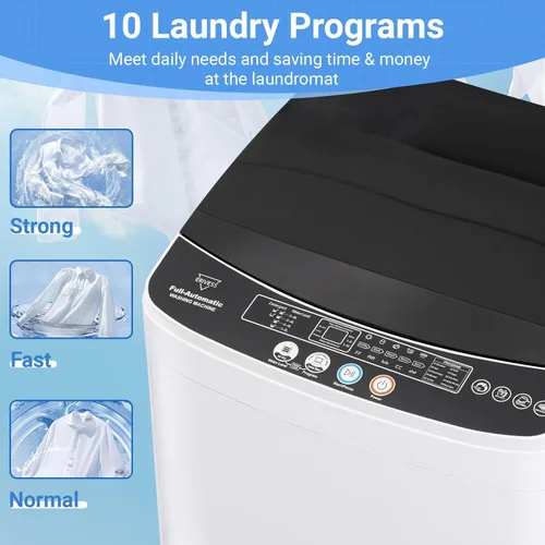 Vista 3 de Lavadora portátil, 2.1 pies cúbicos de lavado y centrifugado completamente automático combinado con 10 programas, máquina de lavandería eléctrica