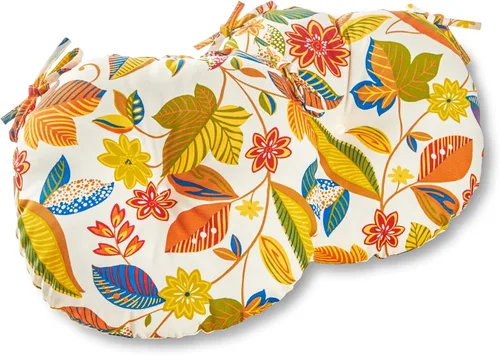 Vista 44 de Greendale Home Fashions Cojín redondo para asiento bistro de 15 pulgadas, 2 unidades (paquete de 1), Adobe Stripe