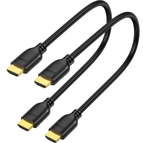 Cable HDMI corto de 1 pie, paquete de 2 unidades, 4K de 1 pie HDMI a HDMI de alta velocidad, cable HDMI 2.0 compatible con 4K @60Hz, 2K, 1080P, HDCP