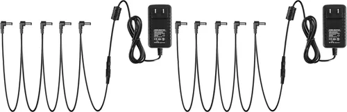Vista 8 de Donner DPA-1 adaptador de suministro de energía de 9 V CD 1 A a pedal, punta negativa, cadena de cables con 5 conexiones para efecto de pedal.