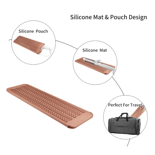 Vista 5 de Bolsa de viaje de silicona resistente al calor para alisadora de cabello, plancha para prensar, rizador de pelo, varita rizadora de cabello, plancha