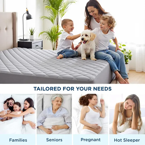 Vista 7 de Bedsure Protector de colchón impermeable tamaño individual, cubrecolchón acolchado con bolsillo profundo de hasta 22 pulgadas, funda de cama suave