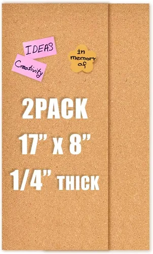 Vista 10 de Azulejos de Tablero de Corcho 17x8, Tablero de Anuncios, Tableros de Corcho Autoadhesivos de 1/2 Pulgada de Grosor para Paredes, Azulejos de Corcho