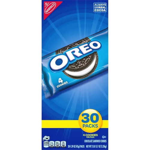 Vista 19 de OREO - Galletas de sándwich de chocolate, 30 paquetes de snack de 1.59 oz