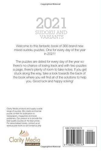 Vista 2 de Sudoku and Variants 2021 ...366 mixed sudoku including sandwich sudoku, arrow sudoku, thermo sudoku and many more!