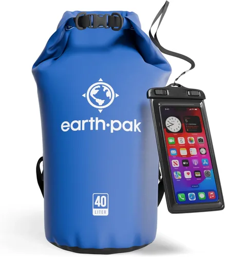 Vista 46 de Earth Pak Bolsa Seca Impermeable - Mochila Impermeable de Cierre Enrollable Superior Mantiene el Equipo Seco para Kayak con Funda Impermeable