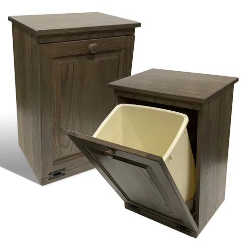 Peaceful Classics - Armario de basura inclinable. Armario extraíble de madera hecho a mano, armario decorativo para cocina, dormitorio y patio