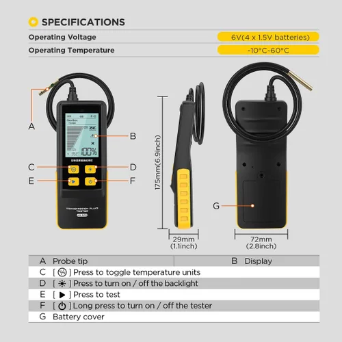 Vista 8 de Probador de Líquido de Transmisión AS505 Detector de Calidad de Aceite de Caja de Cambios, Detector de Transparencia de Líquido de Transmisión