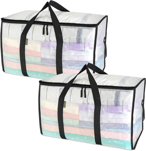 Vista 51 de BALEINE Paquete de 6 bolsas de mudanza de gran tamaño con asas reforzadas, bolsa de almacenamiento resistente para ropa, suministros de mudanza