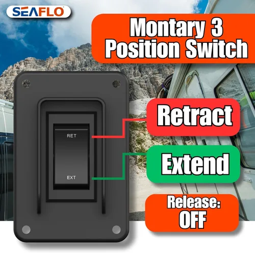 Vista 6 de SEAFLO Interruptor de balancín de potencia con interruptor de gato estabilizador, máximo 30 amperios, 12 V/24 V, extensión retráctil, arnés