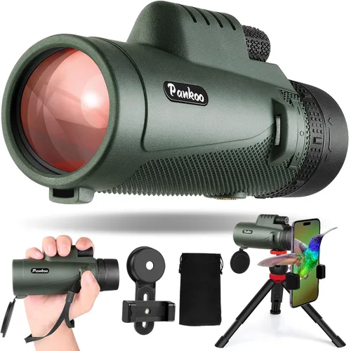 Pankoo Telescopio monocular de 40 x 60 con soporte para teléfono inteligente y trípode mejorado, prisma BAK4 2025 FMC monoculares para adultos,