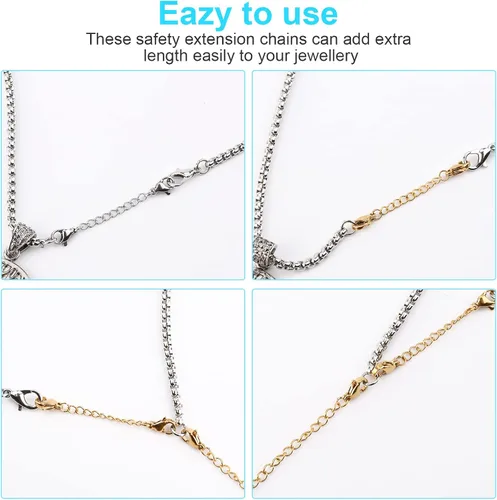 Vista 7 de UUBAAR 12 extensores de collar, cadena de extensión de collar de acero inoxidable para joyas, pulseras y tobilleras