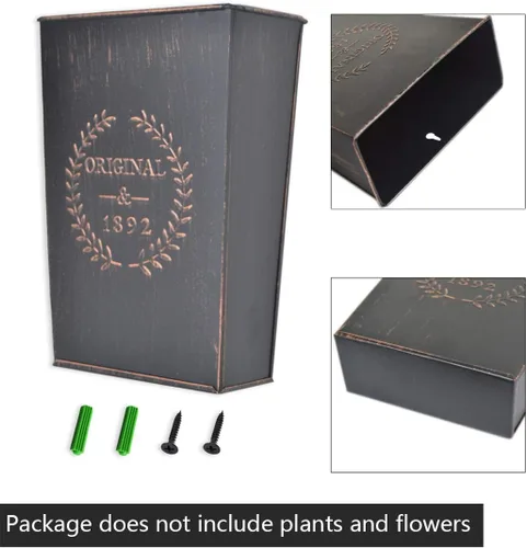 Vista 8 de LESEN Macetero de pared de metal rústico para colgar en el hogar, florero de pared para plantas o flores, interior o exterior, decoración de pared