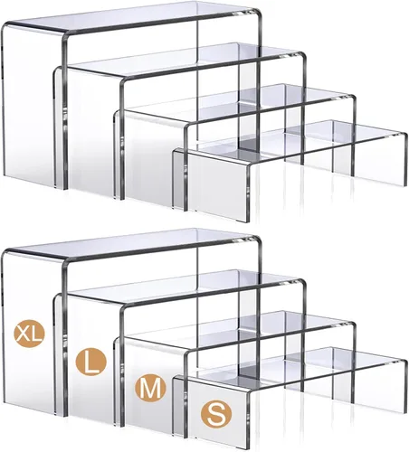 Vista 10 de MerryNine 6 elevadores acrílicos transparentes, soporte de exhibición de plástico, soporte transparente para cupcakes, figuras, cosméticos